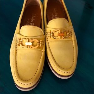 Yellow Ferragamo Leather Loafers